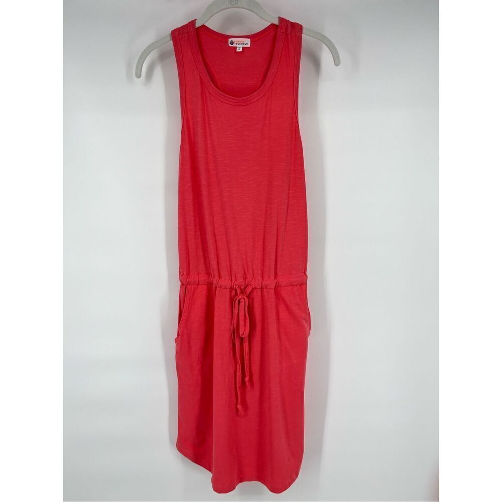 Sundry X Evereve The Weekender Dress Coral Size 0 Drawstring Pockets Racerback